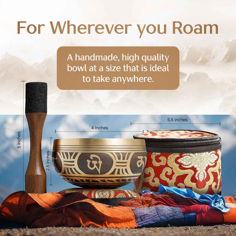 Silent Mind Tibetan Singing Bowl Set â€“ Authentic Plain Design â€“ Sound Bowl & Meditation Bowl with Cushion, Mallet & Guide â€“ Sound Healing Bowls â€“ Yoga Accessories for Relaxation â€“ Therapeutic Harmony - Image 2